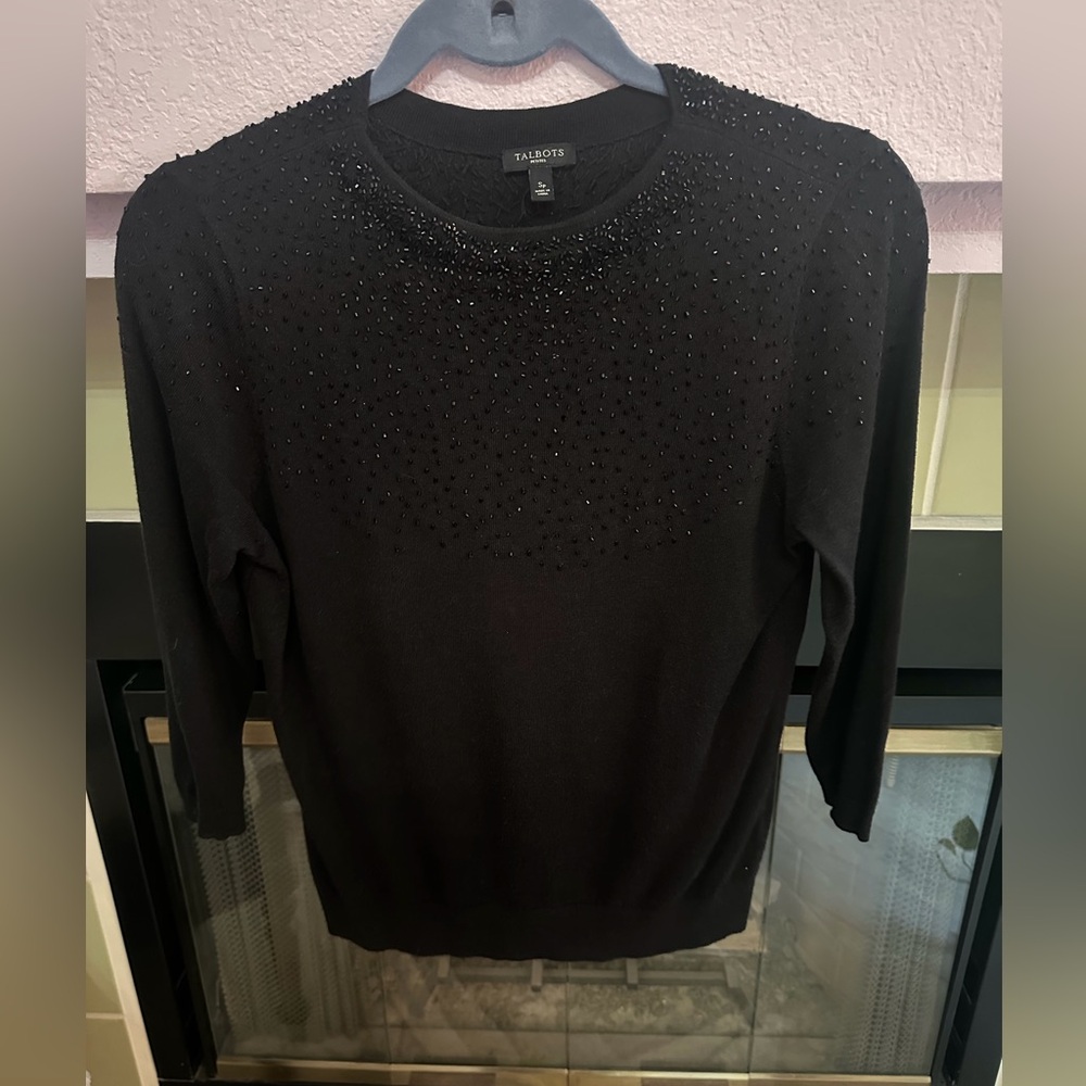 TALBOTS PETITES (SP) Embellished BLACK TOP🖤🖤